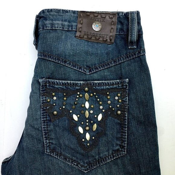 Antik Denim Men's Jeans Blackout Slight Bootcut Button Fly Stud Pockets 33x34 - Picture 8 of 13